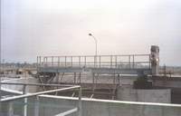 Sedimentation tank with installed scraper bridge